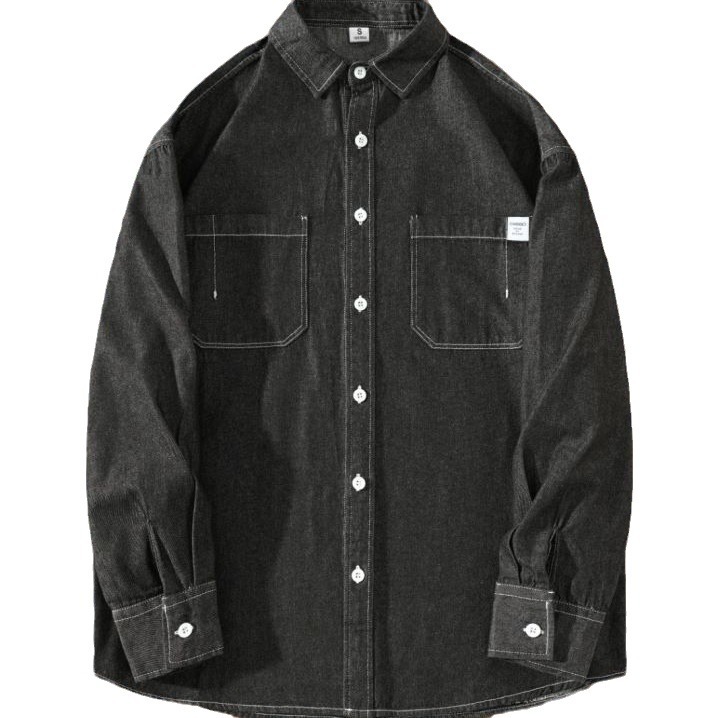 LKTM hombres # camisa hombres Otoño e Invierno Nuevo lavado suelto Denim estilo coreano de moda camisa de manga larga chaqueta de ropa de trabajo