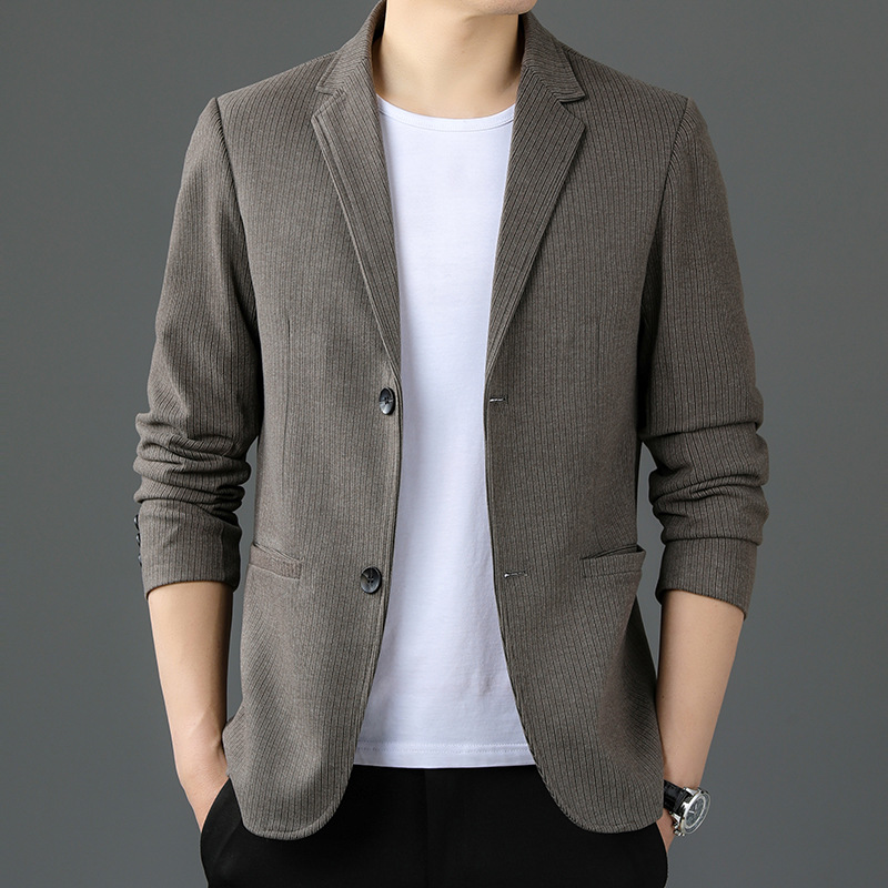 Men's Casual Suit Spring And Autumn High-end Woolen Pure Color Simple Middle-aged Small Suit Jackety