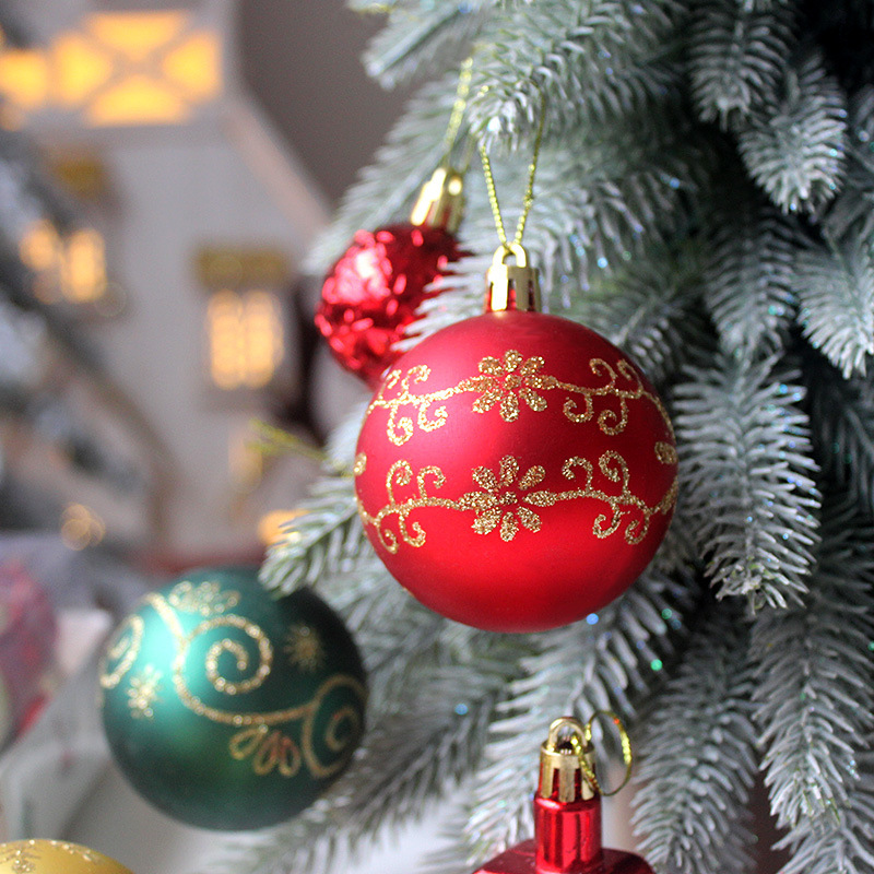Ingjie nuevo 72PCS decoraciones de Navidad de la casa pintada en forma de caja colgante de bola redonda vestido de árbol de Navidad
