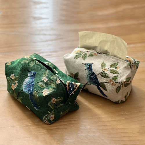 European retro style tissue paper cover tissue bag fabric tissue paper box living room jacquard tissue paper bag home desktop paper tissue bag