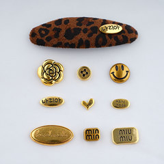 韩版金色合金饰品贴片DIY发夹头饰配件花朵笑脸爱心m字牌复古百搭