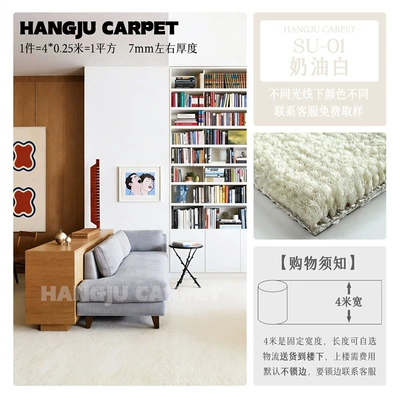 Colorful Solid-Color Carpet for Photography, Full Coverage for Bedroom, Living Room, Home, Live Streaming Room, Studio, Full Coverage Nylon, Flame-Retardant (Car Carpet) - plain-01-cream-white