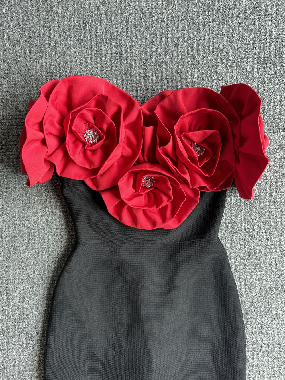 Women's Clothing Red Fashion Large Flower Slim Tube Top Sleeveless Tight Casual Long Bandage Dress Evening Dress Women's Clothing_voghion.com