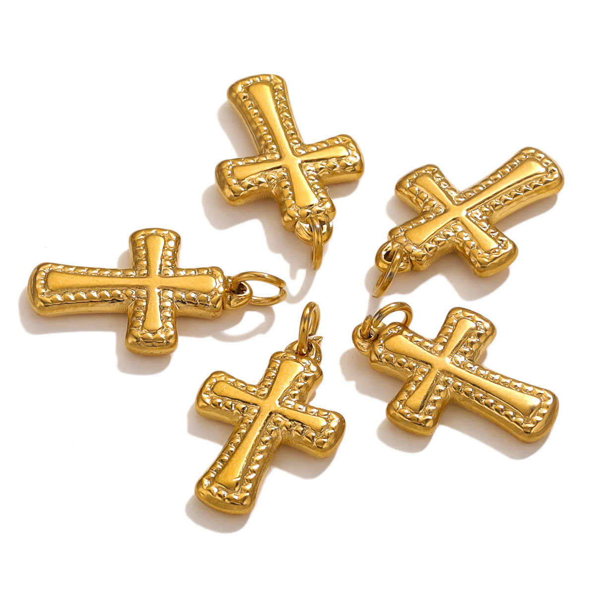 22g Weight PVD Coated Gold Plating Process Pendant Jewelry Making Type Real Gold Plated Plating Material 10 PCS/Package Stainless Steel PVD Coated Real Gold Plated Cross Pendant DIY Jewelry Accessories