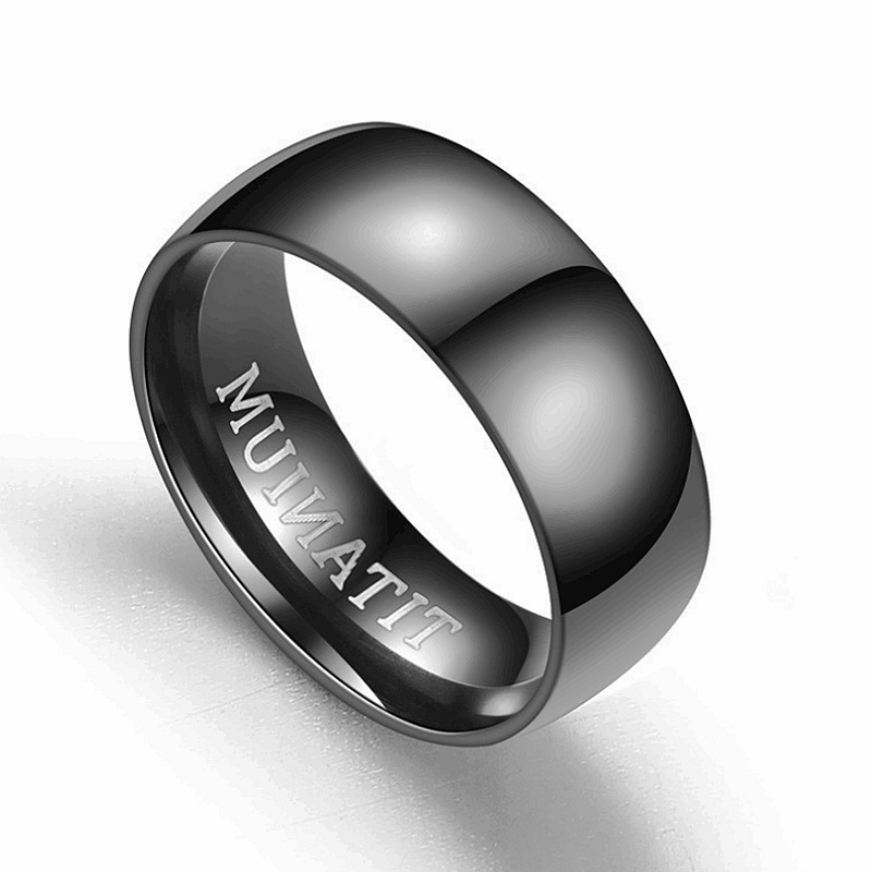 Anillo de acero inoxidable de titanio de estilo europeo y americano anillo de acero inoxidable negro esmerilado fábrica de joyas al por mayor