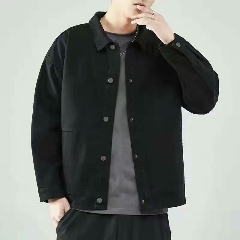 2023 otoño nueva chaqueta de los hombres moda estilo coreano juventud slim fit guapo casual color sólido solapa superior
