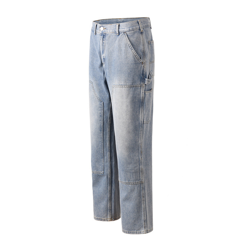 Men's Jeans Washed Vibe Style Loose Fit With Patch Pocket Detail_voghion.com
