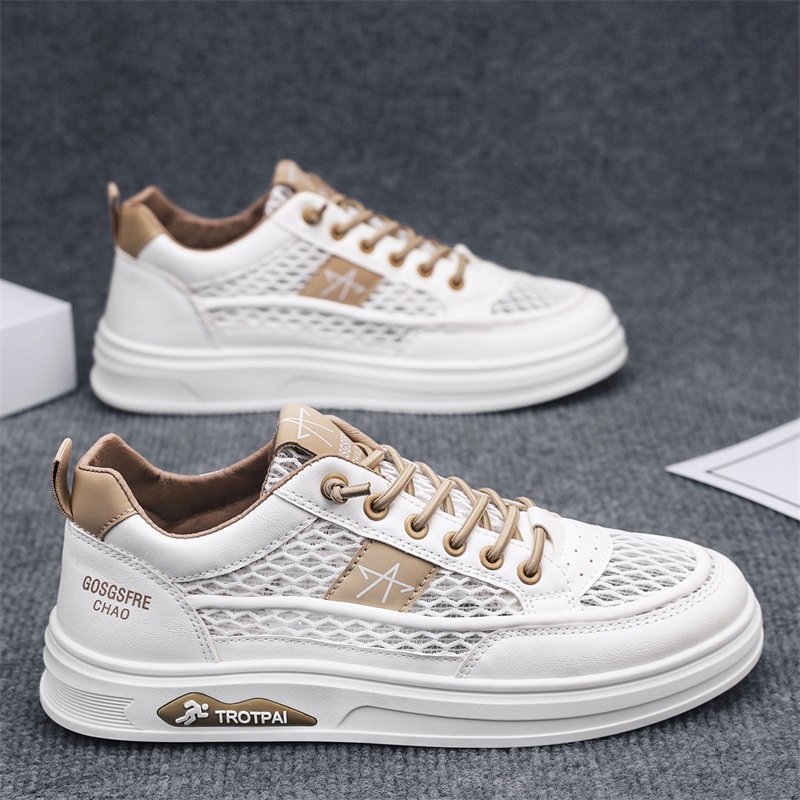 Zapatos de hombre verano transpirable 2025 malla deportiva hueco cómodo todo fósforo antideslizante resistente al desgaste zapatos blancos zapatos casuales hombres