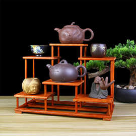 红花梨实木榫卯结构博古架紫砂茶壶架古玩展示架仿古中式多宝阁格