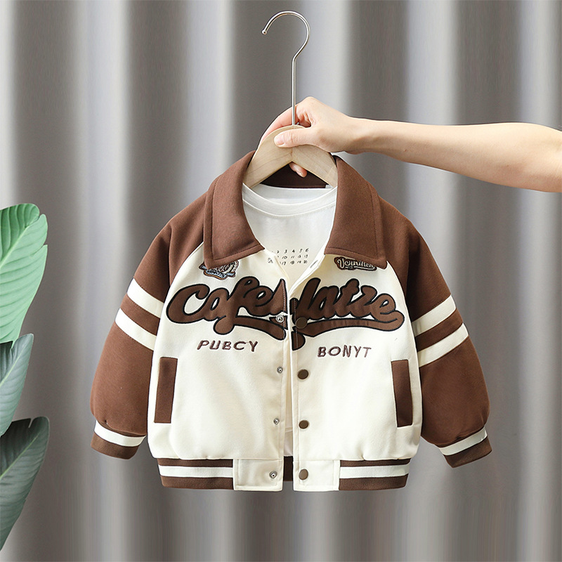 7766 uniforme de béisbol americano para niños, chaqueta estampada de moda de primavera y otoño para niños, ropa de calle frita de primavera, nuevo estilo 2025