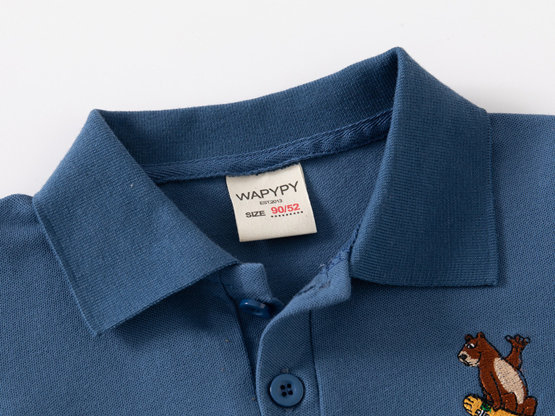 Children's embroidered polo shirt 2024 Summer baby short-sleeved shirt Boys' short-sleeved T-shirt fashion cartoon children's clothing