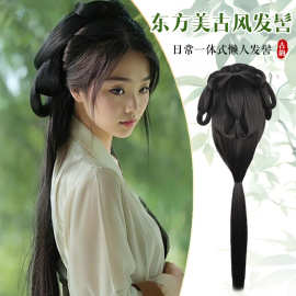 古装汉服假发一体式头饰古风战国袍发髻盘发包魏晋风古装日常造型