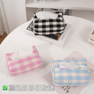Fabric Simple Tissue Box Japanese Ins Pure Cotton Tissue Box Office Desktop Creative Decoration Tissue Bag