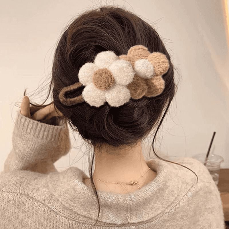 奶咖色花朵鸭嘴夹大号发夹后脑勺盘发抓夹女2025新款秋冬毛绒发饰|undefined