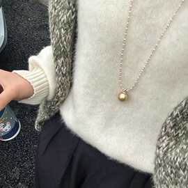 秋冬复古长款拼接切花珠金色吊坠毛衣链项链手链一款多戴式简约女