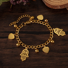 欧美饰品时尚简约爱心配饰手掌吊坠首饰批发小众气质百搭钛钢手女