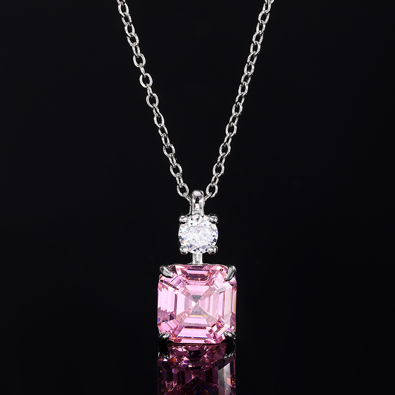 2024 nueva pagoda de simulación de joyería Zhuang Shengsheng corte princesa cuadrado diamante amarillo juego de diamantes rosados 10*10-8*8