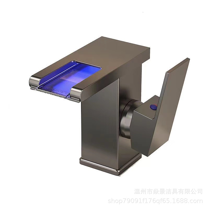 电商跨境LED灯瀑布水龙头面盆洗手盆台上盆台下盆家用冷热水龙头