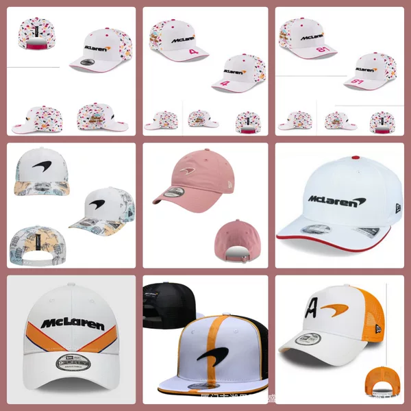F1 Racing Mclaren Mclaren Team Joint Series High Quality Embroidered Adjustable Flat Brim Baseball Cap
