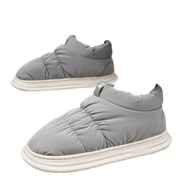 Winter Men's down Cotton Slippers, Winter Indoor Warm Thick-Soled Waterproof Cotton Shoes for Home Use, Women Can Wear Them Outside