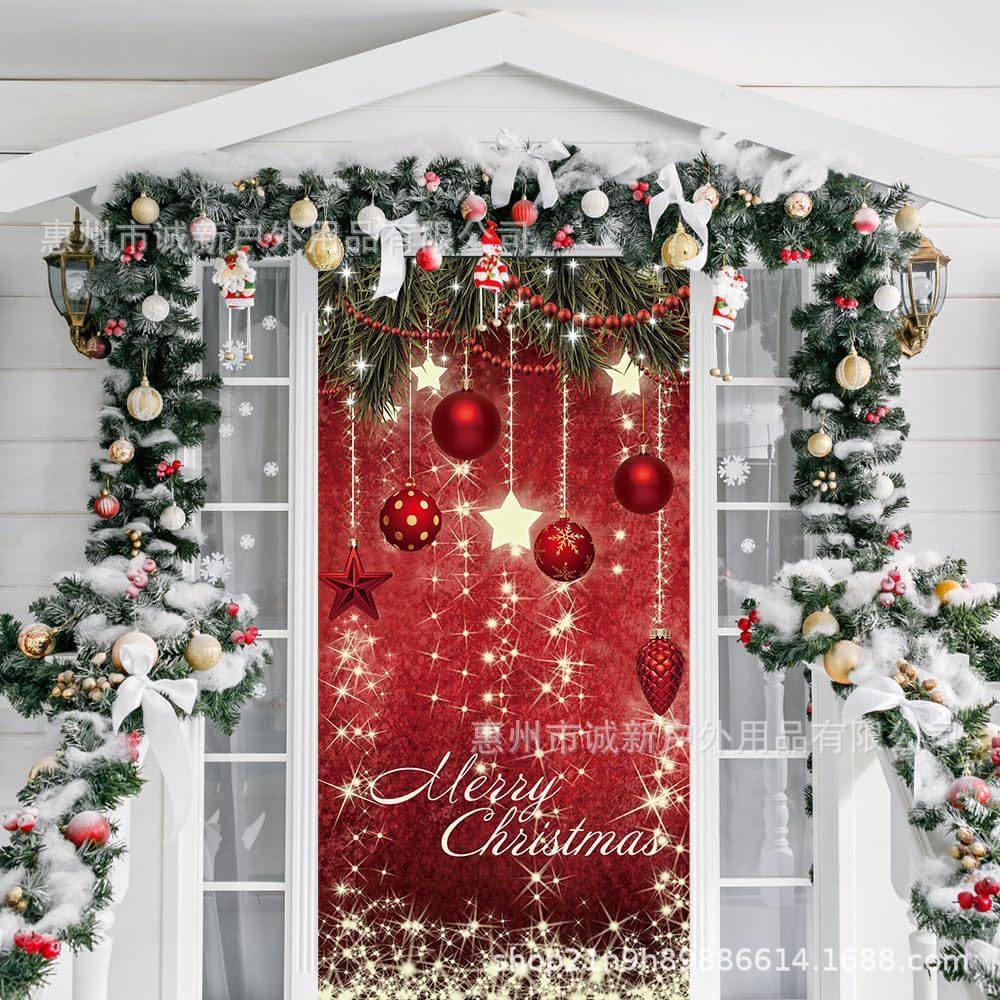Amazon crossover nueva cubierta de puerta de Navidad cubierta de puerta de Santa Claus fiesta festiva ambiente tela de fondo al por mayor