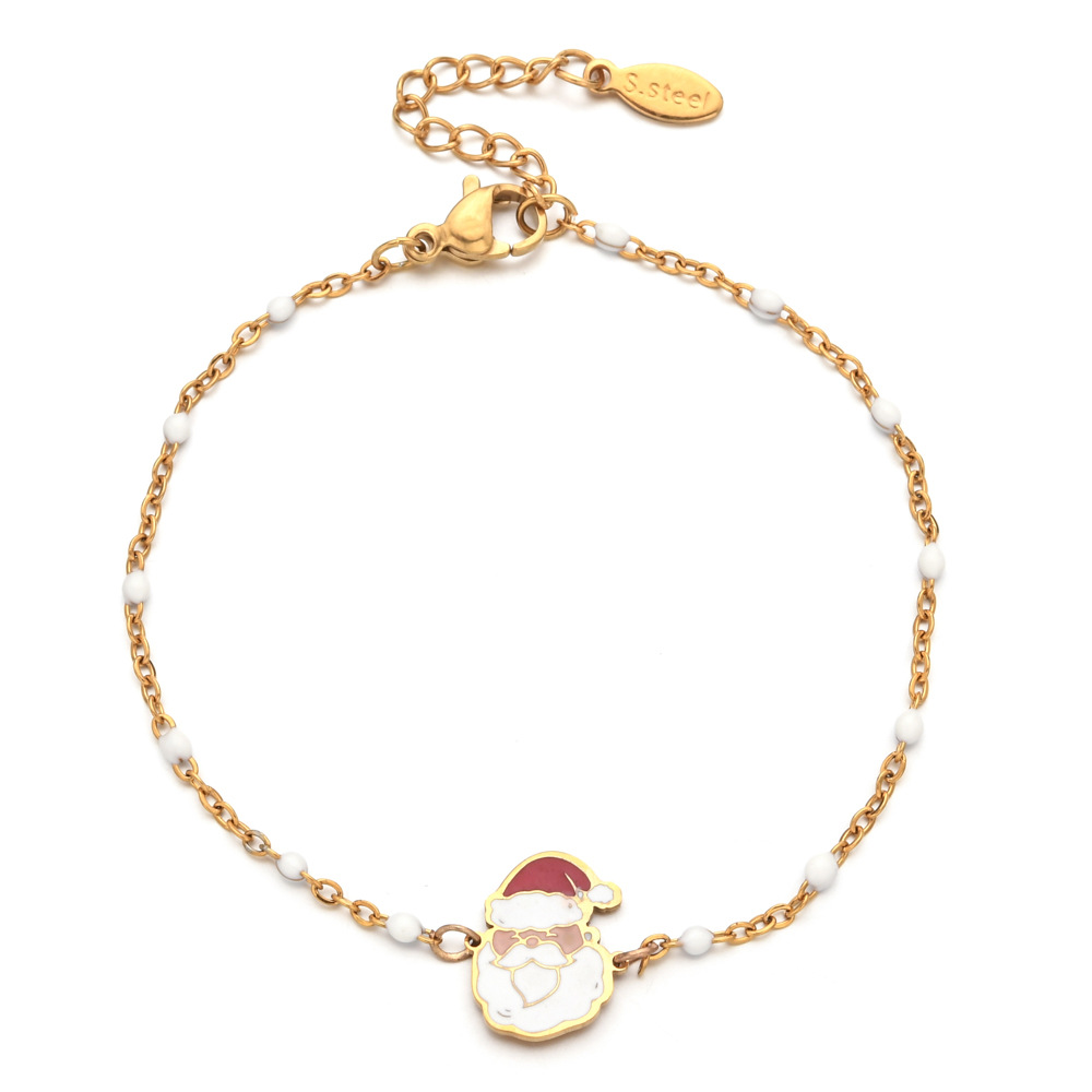 Cartoon Style Cute Santa Claus Stainless Steel Bracelets In Bulk Christmas display picture 3