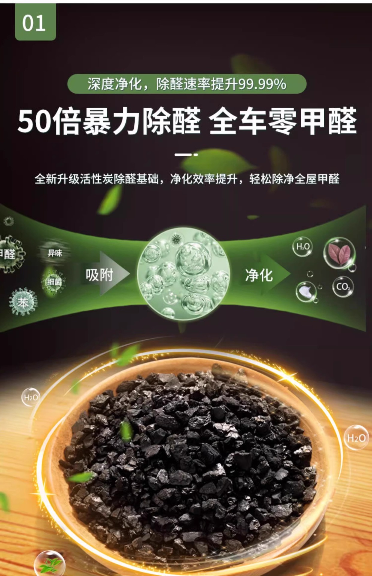 New car formaldehyde removal and odor elimination, special activated carbon for car interiors, car bamboo charcoal bag, car carbon bag for purification and odor removal