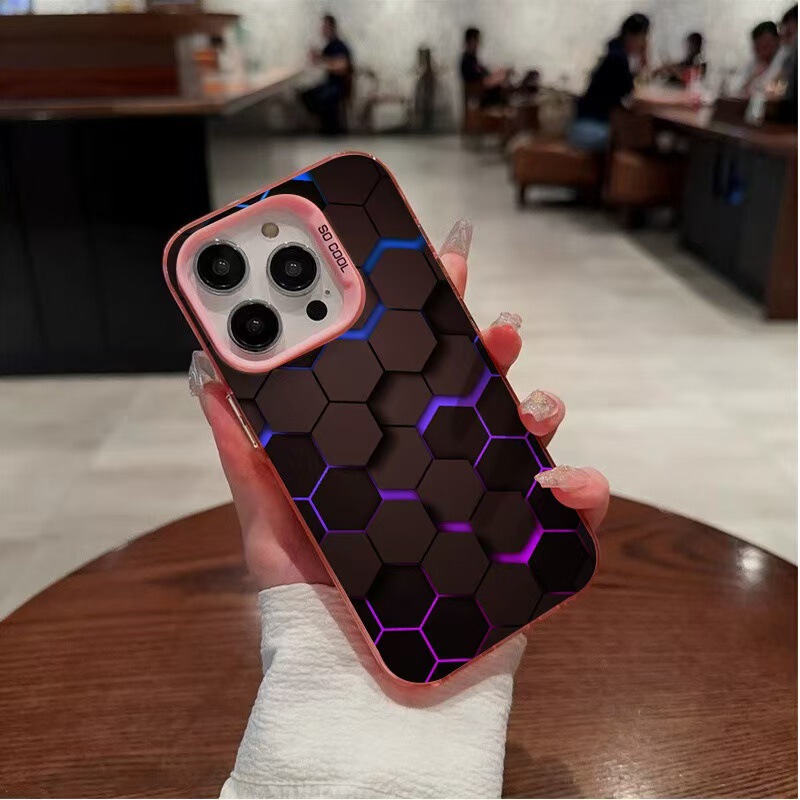 New Honeycomb Square Case Suitable for Apple 16, Simple 15 Plus Matte iPhone 17 Trendy 13 High-End 14 Shockproof