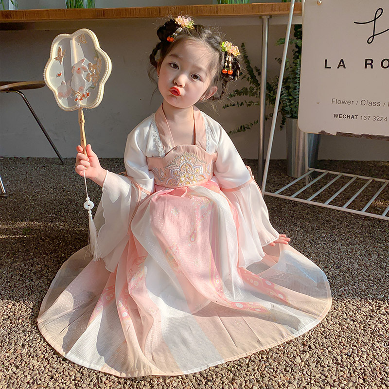 Hanfu Girl Spring Collection 2024 New Model Chinese Style Spring Baby Princess Dress Little Girl Tang Suit Children's Dress