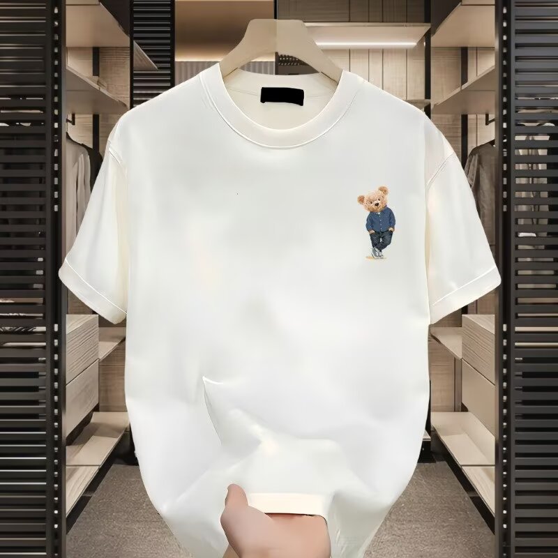 American trendy short-sleeved T-shirt for men, new summer style, fun and fashionable cat print, versatile and super popular top for couples.