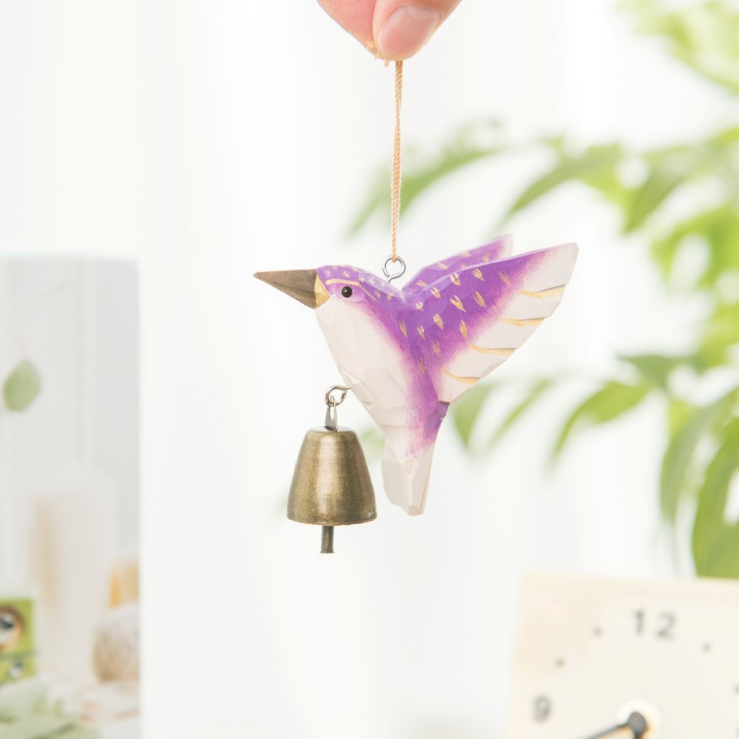 Hecha a mano colibríes colgar decoración de mesa campana colgar decoración de patio campana de viento pájaros
