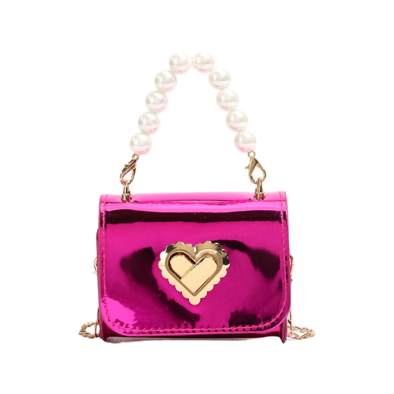 Bolsa de mano de niña de perlas de estilo extranjero dulce amor brillante bolso de cadena de chicas coreana nuevo bolso de niños