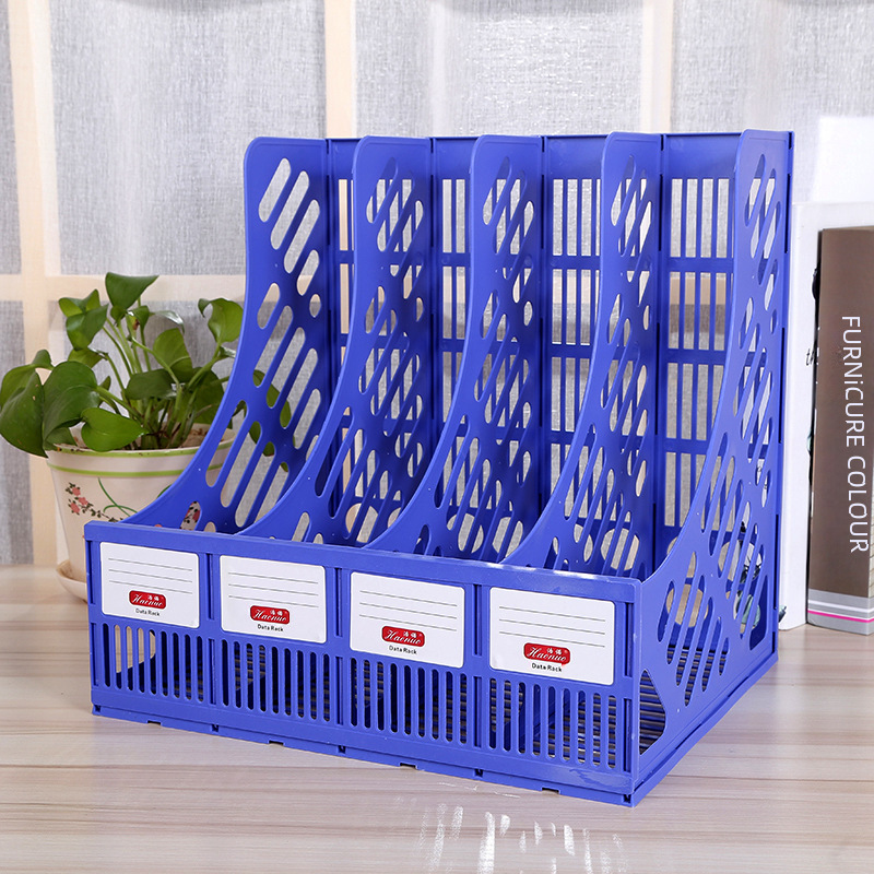 (2개) 사무용품 플라스틱 파일 랙 데스크탑 스토리지 4 중 정보 랙 A4 사무용 파일 정리 파일 열
