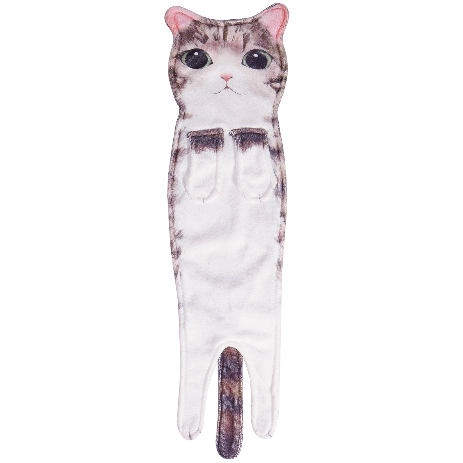 Toalla de mano colgante de gato realista transfronteriza, toalla de gato de simulación creativa de dibujos animados lindo, toalla de lavado facial absorbente