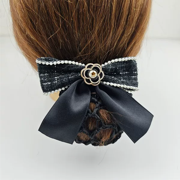 Professional Head Flower Female Nurse Hair Net Small Fragrance Air Stewardess Bank Hair Net Pocket High-grade Bow Hair Accessories Headwear