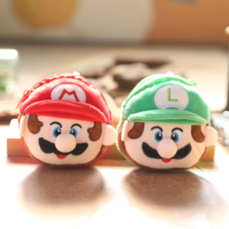 网红可爱萌超级玛丽马里奥零钱包挂件毛绒玩具公仔包包挂饰钥匙扣