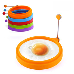 Circular silicone egg pan with stainless steel handle, silicone pancake mold, fried egg mold, kitchen tool