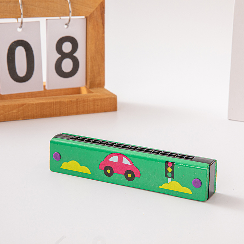 Armonica de madera de dibujos animados regalo de música para niños armónica de 16 hoyos estudiantes de primaria interés principiante tocando instrumento musical