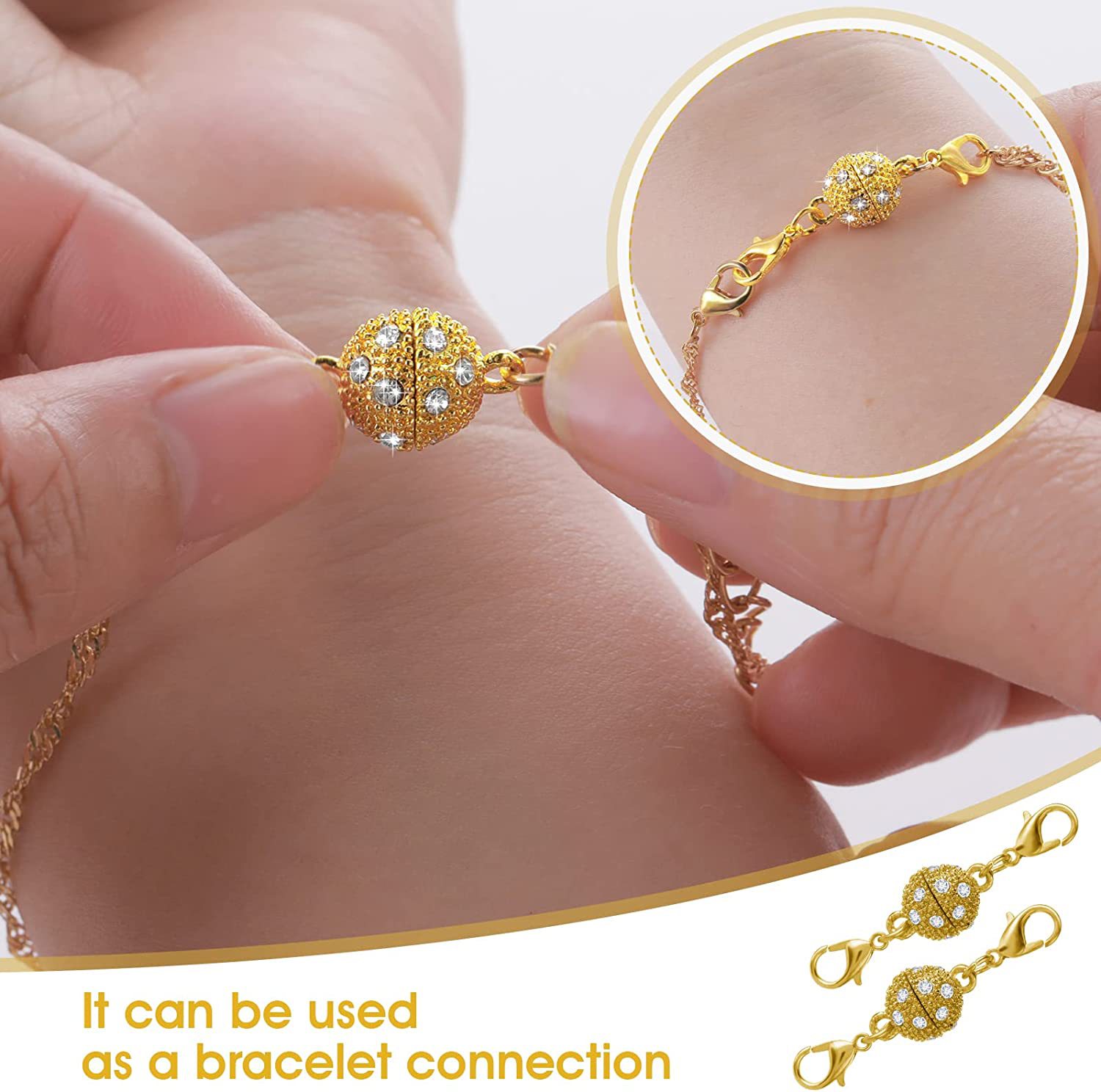 Diy Jewelry Magnetic Buckle Strong Magnetic Buckle Alloy Ball Diamond Bracelet Necklace Connection Magnetic Buckle Ornament Accessories display picture 1