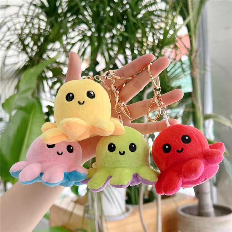 Cross-border foreign trade flip octopus doll pendant plush toy New flip octopus keychain doll