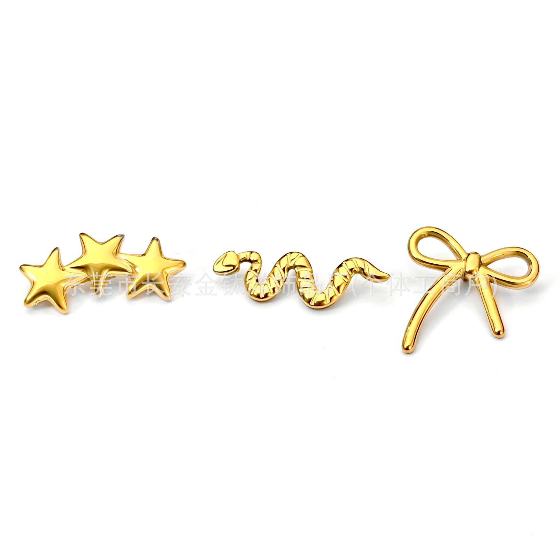 F136 Titanium 18K Gold-Plated Five-Pointed Star Flower Cat Claw Bowknot Ear Stud Ear Bone Stud G23 Titanium Alloy Piercing Jewelry detail image 7