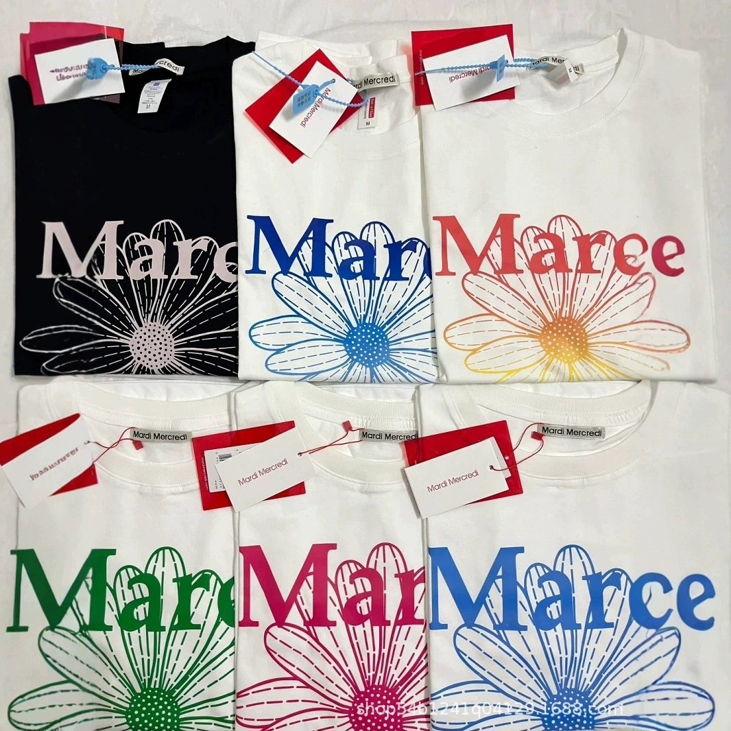 2025 New Korean Mardi Short-Sleeved Gold and Silver Same Style Daisy T-Shirt Versatile Women's Top Loose High Version