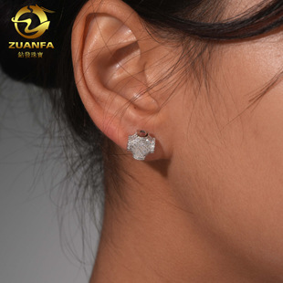 Drill Hair Hip Hop Style European and American Cross-border New S925 Silver Moissanite Personalized Men's and Women's Ear Studs Fashion Earrings GRA