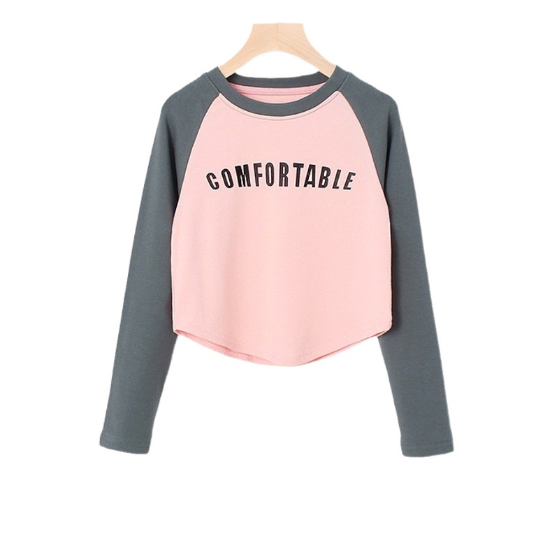 Primavera de estilo coreano ropa para niños Nueva Camiseta de manga larga para niñas media y grande para niños Raglan camisa de fondo corto para niños de manga larga al por mayor