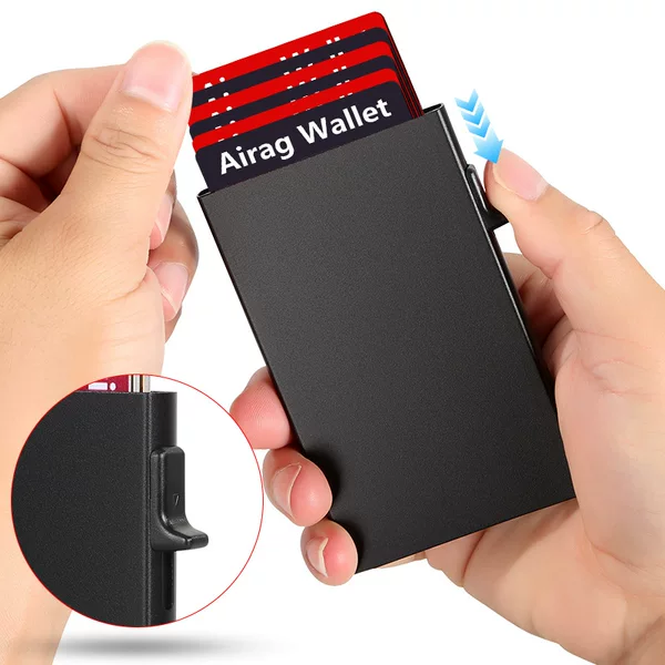 Automatic Card Ejector Side-Push Card Holder Metal Rfid Anti-Theft Aluminum Alloy Card Case Card Clip Side-Push Card Box