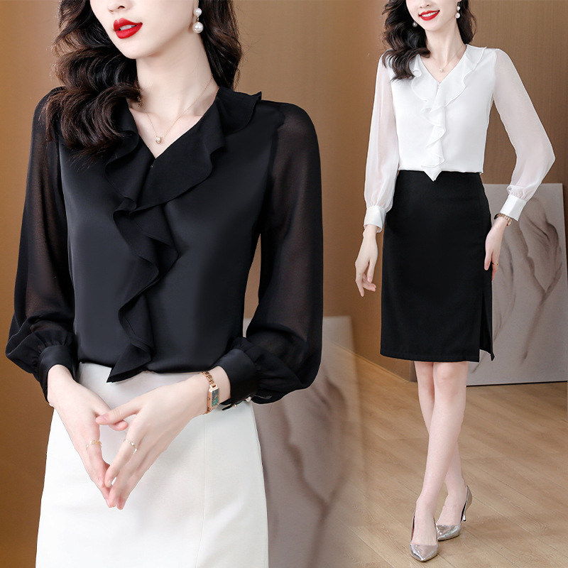 Counter Mulberry Silk Shirt for Women 2025 New Style Elegant Age-Reducing Slim Shirt Women's Fashionable Versatile Professional Shirt