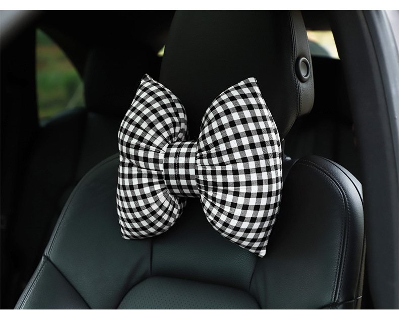 Car Headrest Neck Pillow Fashion Houndstooth Car Headrest Waist Cushion Creative Car Comfortable Neck Pillow Pillow