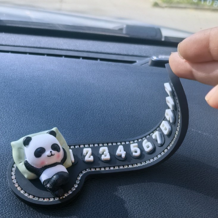 Tarjeta de estacionamiento temporal para automóvil, panda creativo, teléfono móvil, placa de número, automóvil, automóvil, suministros de estacionamiento, decoración del automóvil