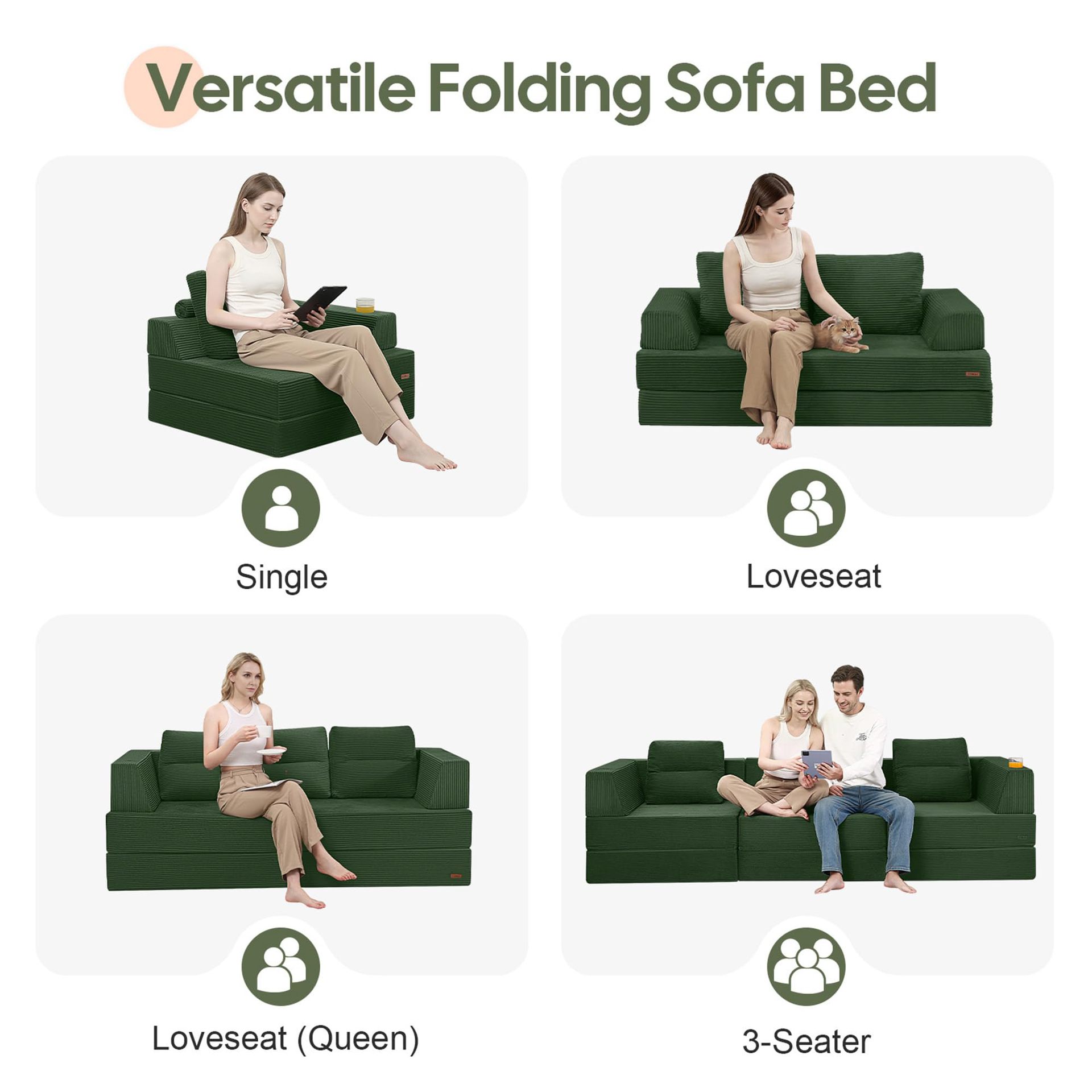 Módulo de sofá plegable transfronterizo combinado sofá de tela para acostarse y dormir bloque de tofu sofá cama de tatami individual