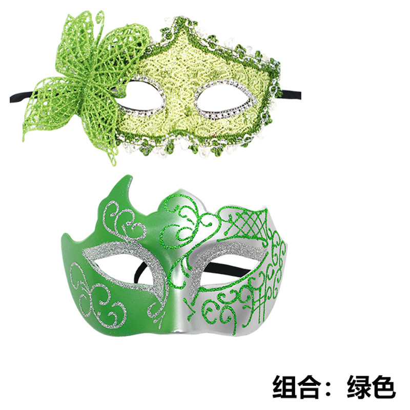 Nuevo Halloween transfronterizo baile de máscaras carnaval negro pintado hombre pareja pintada máscara de mitad de cara de alta calidad